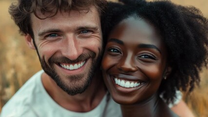 Laughter and affection shared between man and woman.