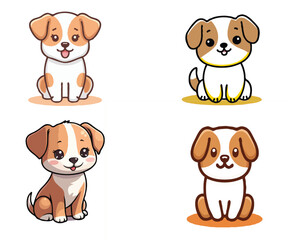 Fototapeta premium set of cute happy puppy cartoon characters illustration