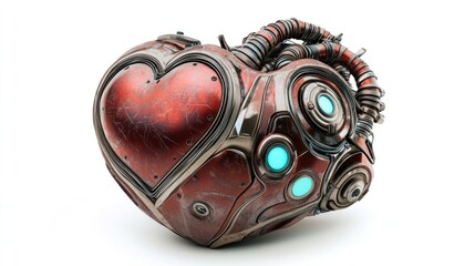 Steampunk Heart Machine, isolated, white background, valentine's, design