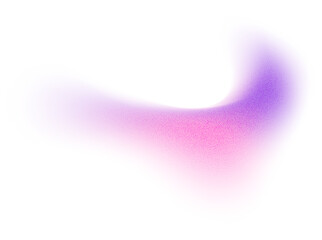 Abstract gradient shape with noise, pink and purple blurred grainy color gradation, vibrant design element. Figure with soft flow effect, isolated on white. Vector illustration.