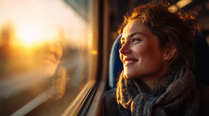 young woman looking out of window