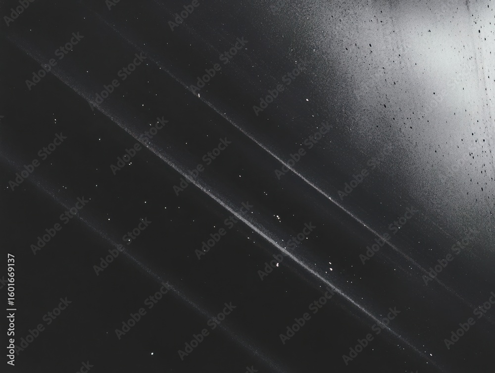 Poster abstract dark background with diagonal light streaks and speckles for texture overlay or conceptual 