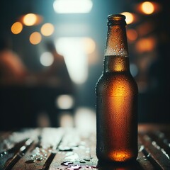 Glass of beer on the table closeup drink alcohol beverage brown mockup detail empty