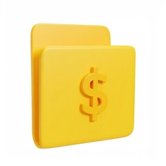 Obraz premium Yellow 3D Rendered Folder with Floating Dollar Sign Icon and Clean Background