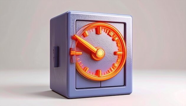 Isolated 3D Rendered Safe Box With Glowing Time Lock Countdown Banking Security Concept