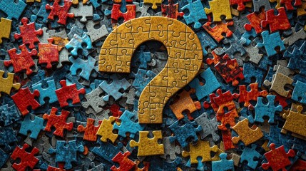 Puzzle pieces arranged as a question mark