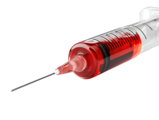 Medical syringe filled with red liquid (3)