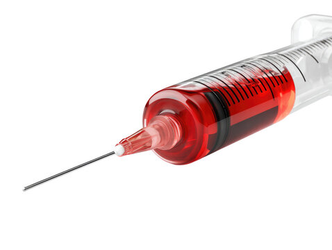 Medical syringe filled with red liquid (3)