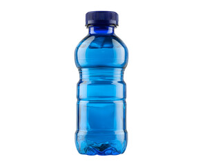 Clear plastic water bottle isolated on white background filled with fresh clean water