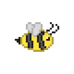Striped bee icon. Flying insect symbol. Yellow honey Vector. Buzzing creature element.