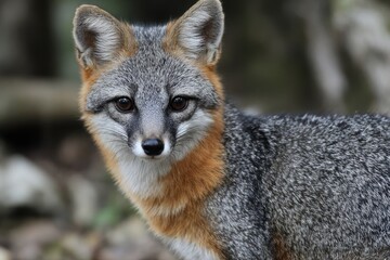 A male Gray Fox strikes a pose for the camera