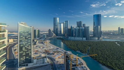 Gordijnen Abu Dhabi Buildings on Al Reem island in Abu Dhabi timelapse from above.  © HyperlapsePro
