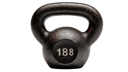 Close-up studio shot of a heavy cast iron kettlebell for fitness workout