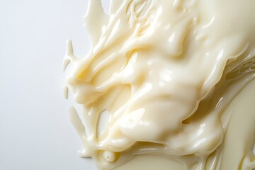 Creamy lotion swirl on white background for skincare and beauty product promotion