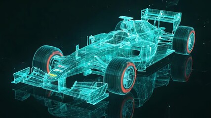 F1 Ghost Racer: Glowing Holographic Car Zooming on Endless Track - Powered by Adobe