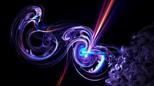 Billowing tendrils charcoal gray smoke intertwine razor thin beams white light to craft abstract monochrome stage captured 120 fps delivered spotless K moody clip lends dramatic flair to concert