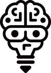 Intelligence lamp alien icon with brain and circuit board