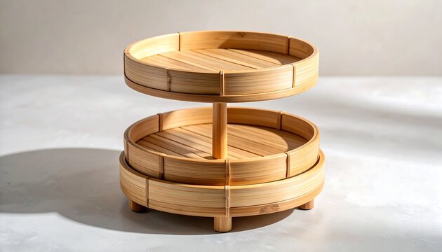 Two Tier Wooden Serving Stand for Home Decor and Organization