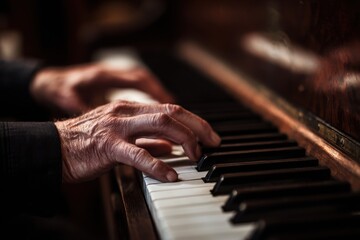 A musician s hands are at the piano