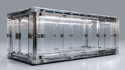 Transparent modular cage featuring smooth edges demonstrates versatile storage design blending functionality with modern aesthetics