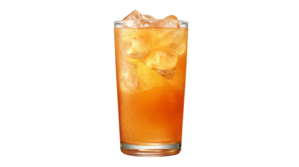 Tall glass of refreshing orange soda on a sunny day, perfect summer beverage refreshing