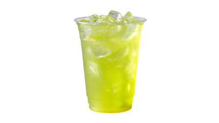 Icecold lemonade, a refreshing summer beverage in glass with straw refreshing