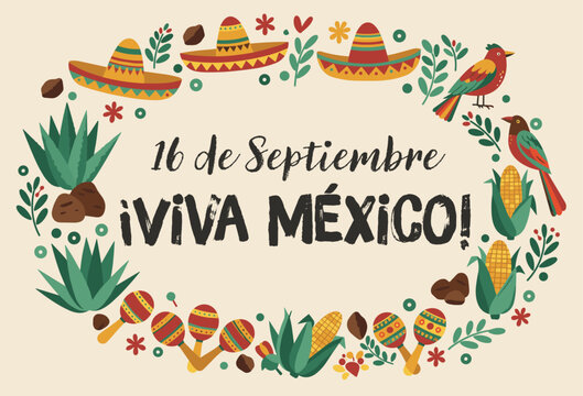 Mexican Independence Day Celebration Wreath - Powered by Adobe