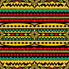 Symmetrical Horizontal Rasta Geometric Jok-Khid Pattern