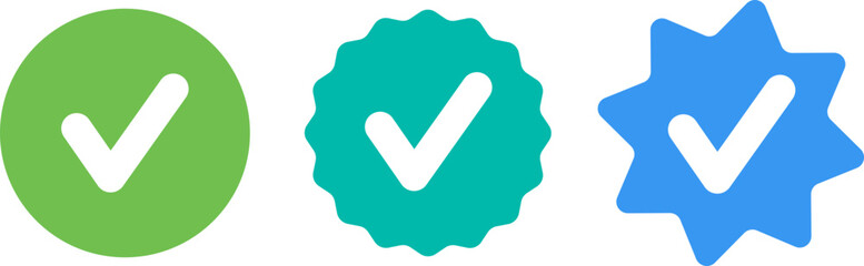 three check marks inside different shaped icons
