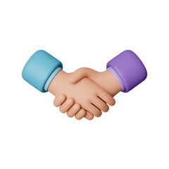 3d cartoon hands shaking in agreement isolated on transparent background