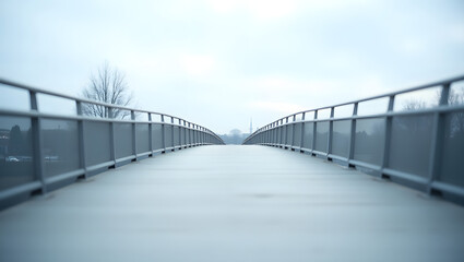 Obraz premium Empty pedestrian bridge with clean symmetrical lines