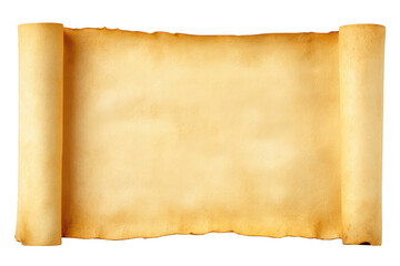 Vintage, blank, yellowed paper scroll isolated on a white background, png, transparent