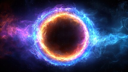 Radiant cosmic portal shines in nebulous space