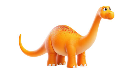 3D cartoon brontosaurus dinosaur portrait, educational icon, isolated on transparent background