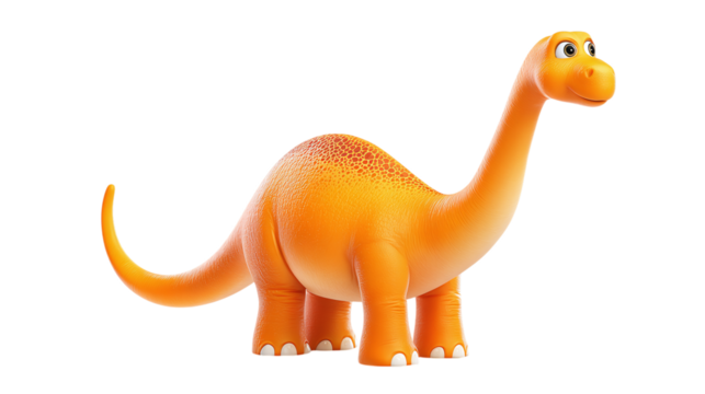 3D cartoon brontosaurus dinosaur portrait, educational icon, isolated on transparent background 