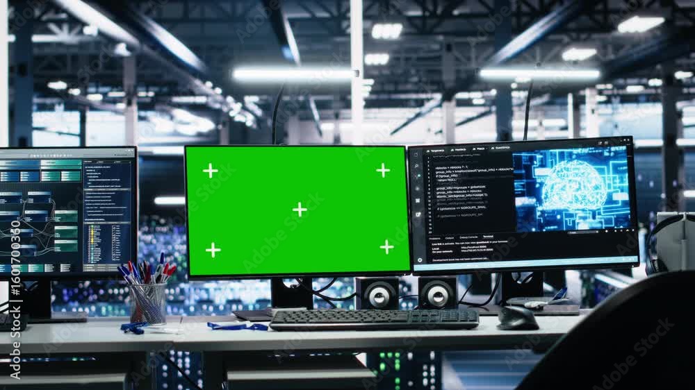 Poster server room chroma key pcs tracking rigs processing machine learning datasets for artificial intelli