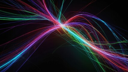 Particle Physics Collision Rendering With Colorful Energy Paths and Vibrant Trail Effects
