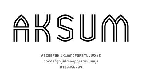 Set of alphabets font letters and numbers modern abstract design with lines vector illustration