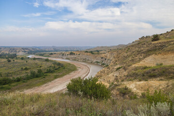 Fototapeta premium View from Wind Canyon Trail in Theodore Roosevelt National Park, North Dakota 