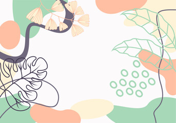 Obraz premium Abstract Floral Background with Organic Shapes and Botanical Elements