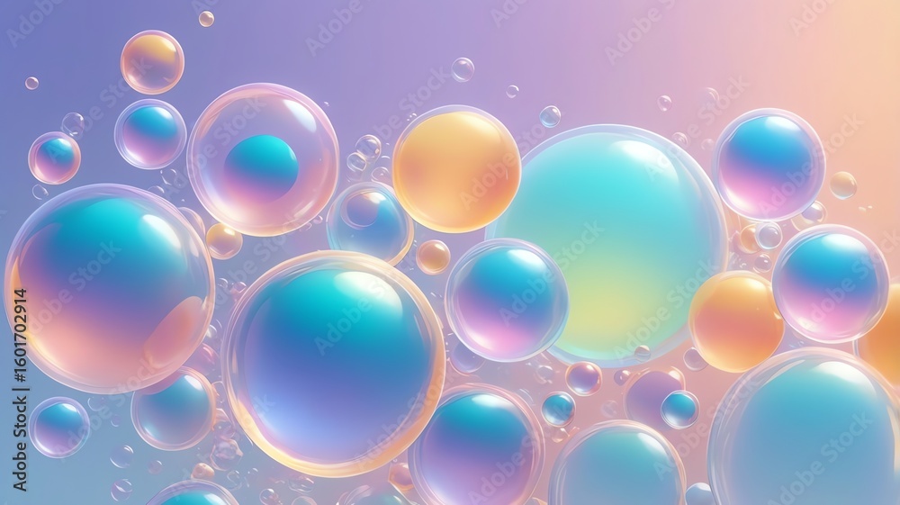 Poster abstract colorful bubbles floating background with gradient light effect