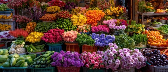 Fototapeta premium Vibrant Flower and Vegetable Market