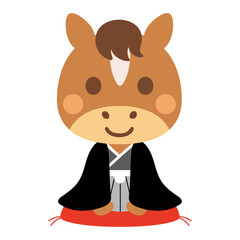 午年・羽織袴の干支キャラクター