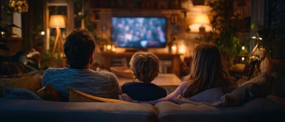Obraz premium Family Movie Night: Cozy Evening at Home