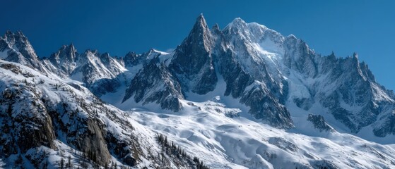 Naklejka premium Majestic Winter Mountain Range: A Breathtaking Panorama