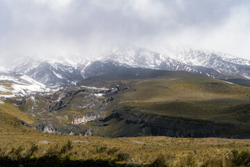 Cotopaxi National Park is a glacier volcano with a landscape of Ecuador's moorlands with beautiful valleys and hills full of life