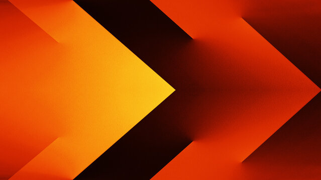 Arrow, direction. Black dark red orange gold yellow abstract background. Geometric shape. Line stripe angle 3d. Color gradient. Modern futuristic technology tech. Light neon bright glow metallic. Desi