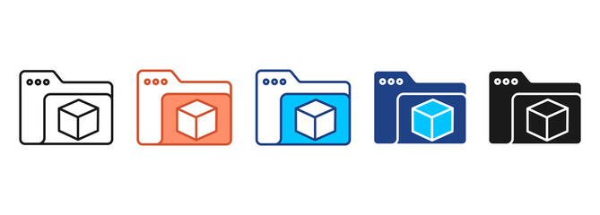 3D Modeling Icon Set Multiple Style Collection