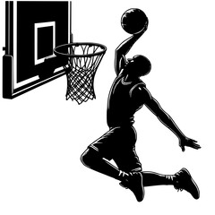 basketball player silhouette on transparent background 