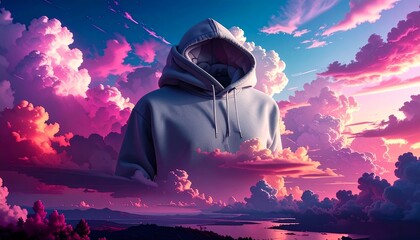 Grey Hoodie Clouds Landscape